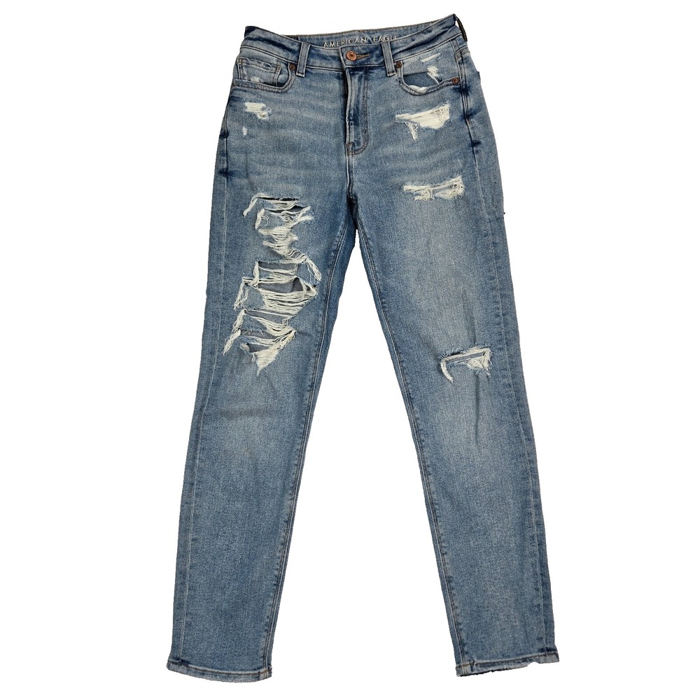American‎ Eagle Distressed Stretch Jeans Size 0 Blue Womens